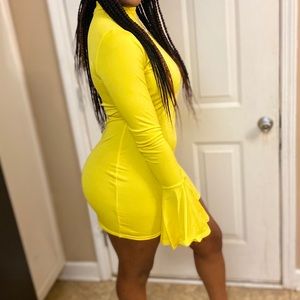 Yellow fitted dress